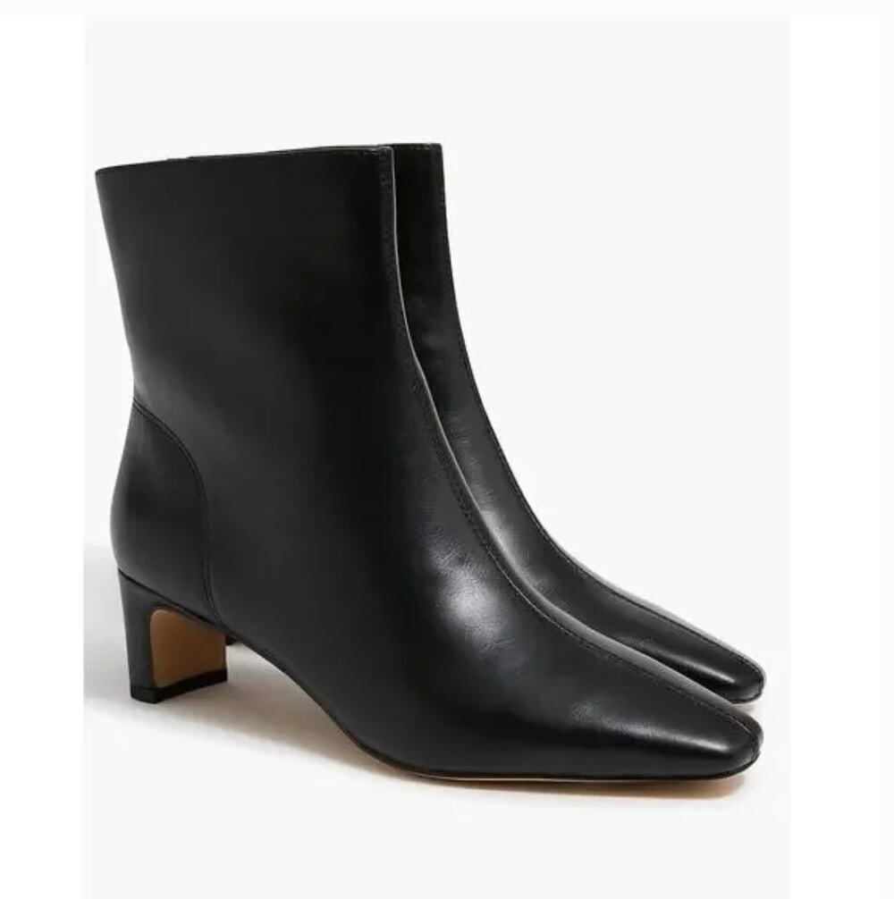 J Crew Snip Toe Boots 8.5 Black NWT Ankle Bootie Western Zip CD253 Vegan Leather